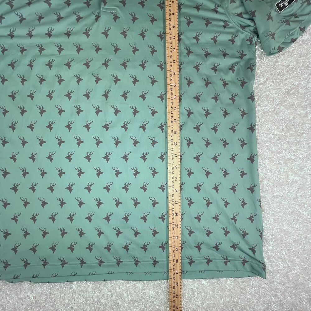 NWOT Waggle Golf Polo Men's 2XL Green Deer All Over Print Performance Stretch - Picture 7 of 10